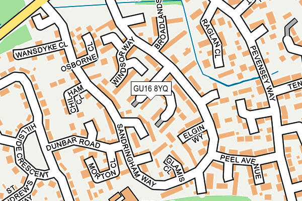 GU16 8YQ map - OS OpenMap – Local (Ordnance Survey)