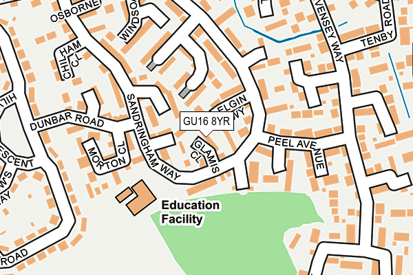 GU16 8YR map - OS OpenMap – Local (Ordnance Survey)