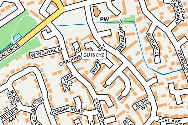 GU16 8YZ map - OS OpenMap – Local (Ordnance Survey)
