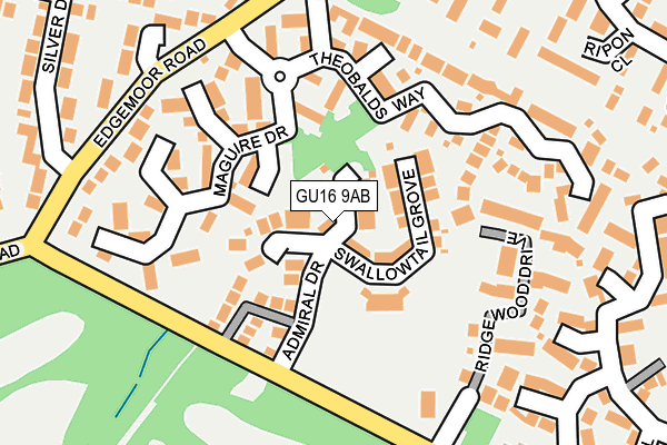 GU16 9AB map - OS OpenMap – Local (Ordnance Survey)