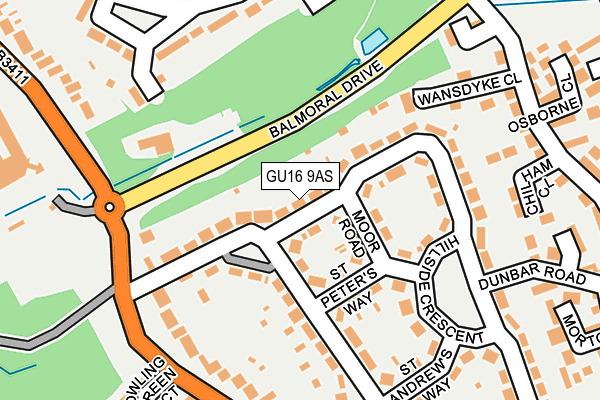 GU16 9AS map - OS OpenMap – Local (Ordnance Survey)