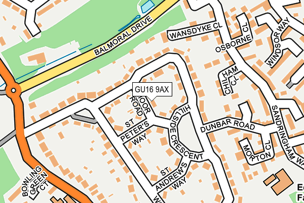 GU16 9AX map - OS OpenMap – Local (Ordnance Survey)