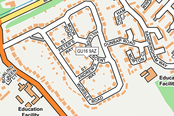 GU16 9AZ map - OS OpenMap – Local (Ordnance Survey)