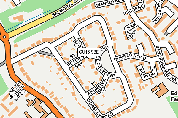 GU16 9BE map - OS OpenMap – Local (Ordnance Survey)