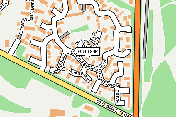 GU16 9BP map - OS OpenMap – Local (Ordnance Survey)