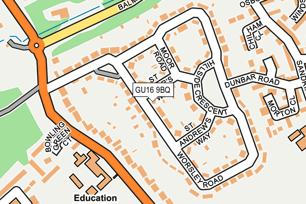 GU16 9BQ map - OS OpenMap – Local (Ordnance Survey)