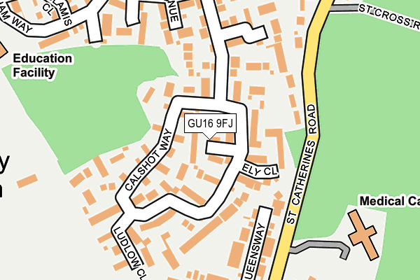 GU16 9FJ map - OS OpenMap – Local (Ordnance Survey)