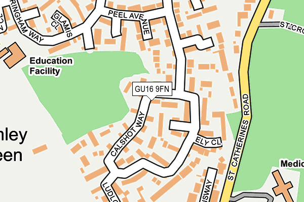 GU16 9FN map - OS OpenMap – Local (Ordnance Survey)