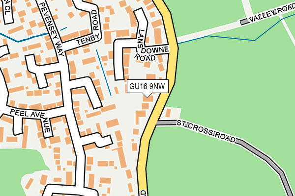 GU16 9NW map - OS OpenMap – Local (Ordnance Survey)