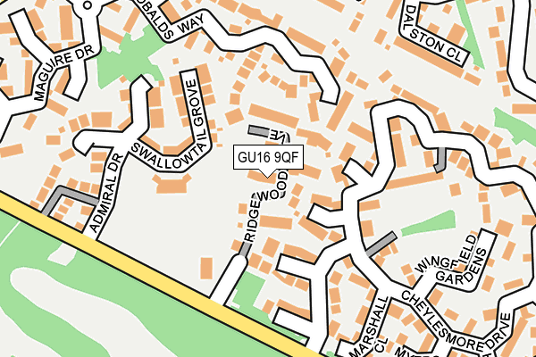 GU16 9QF map - OS OpenMap – Local (Ordnance Survey)