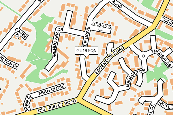 GU16 9QN map - OS OpenMap – Local (Ordnance Survey)