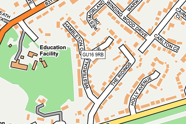 GU16 9RB map - OS OpenMap – Local (Ordnance Survey)