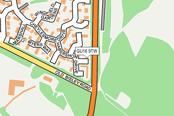 GU16 9TW map - OS OpenMap – Local (Ordnance Survey)