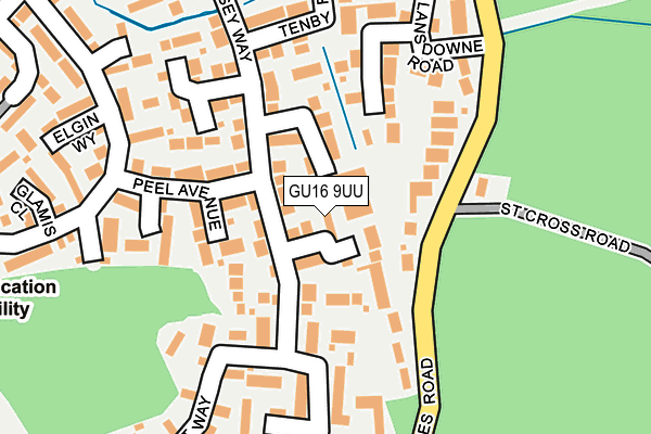 GU16 9UU map - OS OpenMap – Local (Ordnance Survey)