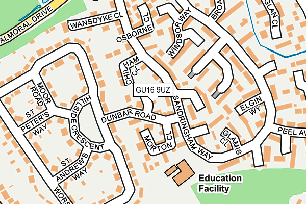 GU16 9UZ map - OS OpenMap – Local (Ordnance Survey)