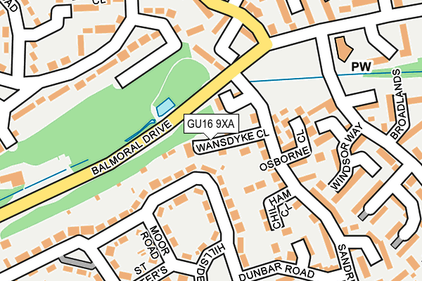 GU16 9XA map - OS OpenMap – Local (Ordnance Survey)