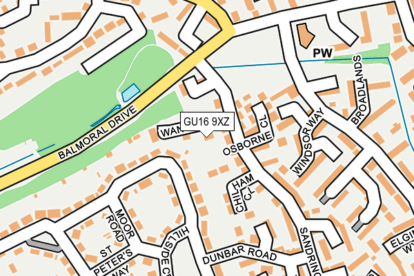 GU16 9XZ map - OS OpenMap – Local (Ordnance Survey)