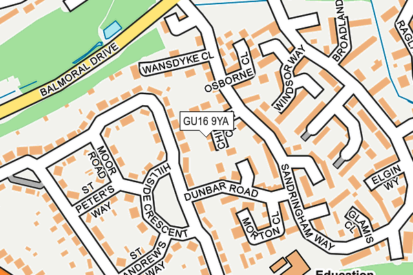 GU16 9YA map - OS OpenMap – Local (Ordnance Survey)