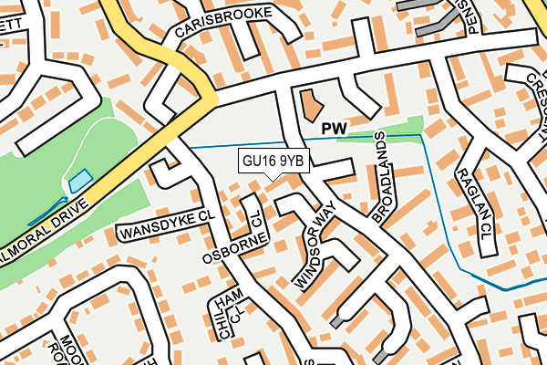 GU16 9YB map - OS OpenMap – Local (Ordnance Survey)