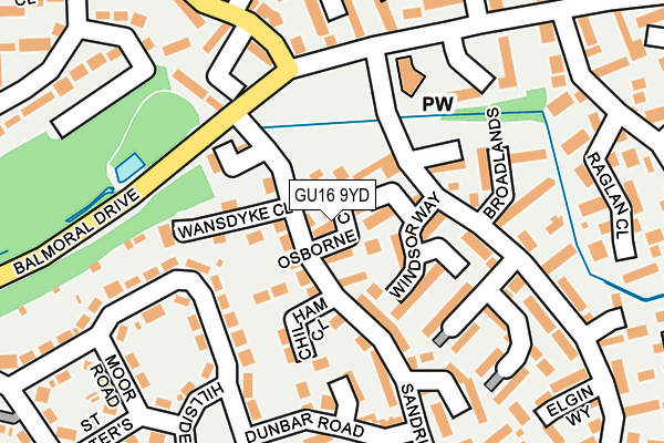 GU16 9YD map - OS OpenMap – Local (Ordnance Survey)