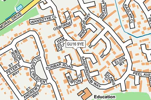 GU16 9YE map - OS OpenMap – Local (Ordnance Survey)