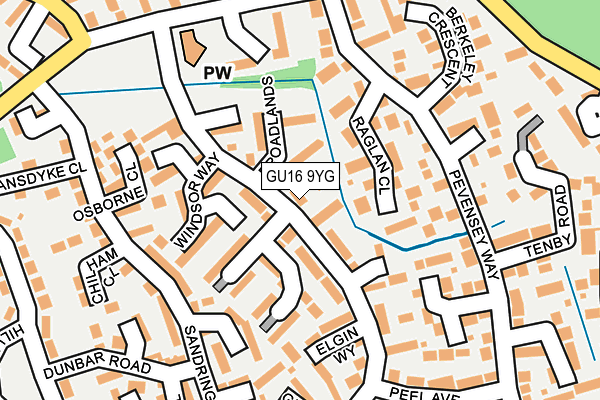 GU16 9YG map - OS OpenMap – Local (Ordnance Survey)