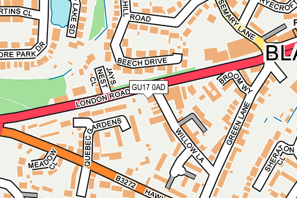 GU17 0AD map - OS OpenMap – Local (Ordnance Survey)