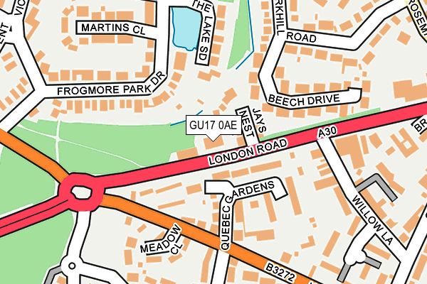 GU17 0AE map - OS OpenMap – Local (Ordnance Survey)