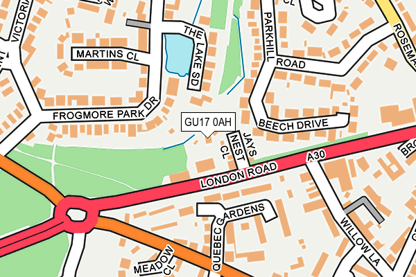 GU17 0AH map - OS OpenMap – Local (Ordnance Survey)