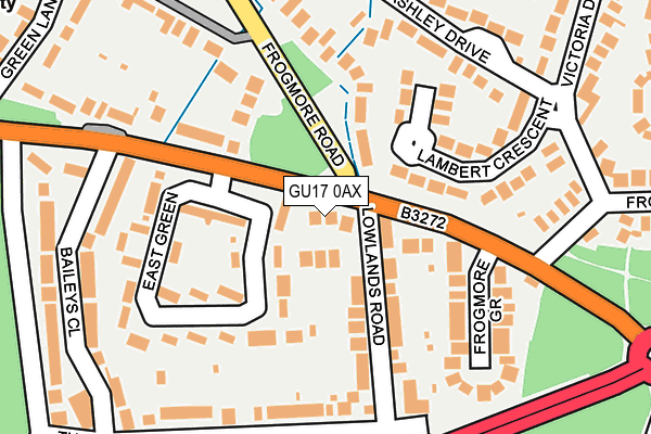 GU17 0AX map - OS OpenMap – Local (Ordnance Survey)