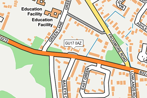 GU17 0AZ map - OS OpenMap – Local (Ordnance Survey)