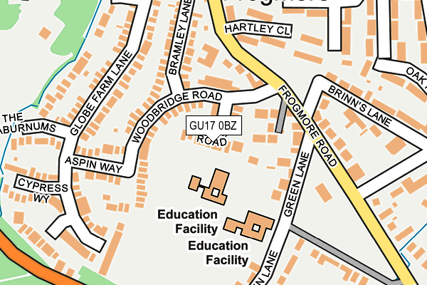 GU17 0BZ map - OS OpenMap – Local (Ordnance Survey)