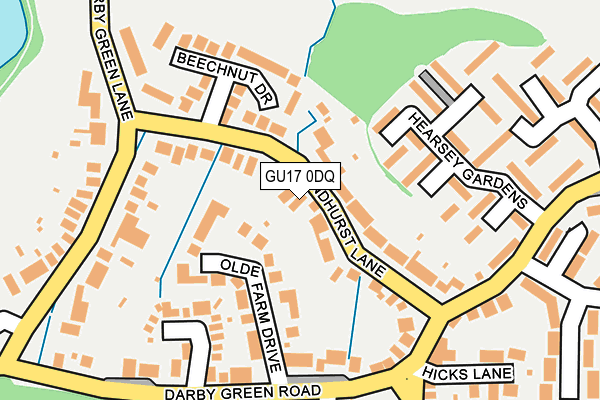 GU17 0DQ map - OS OpenMap – Local (Ordnance Survey)