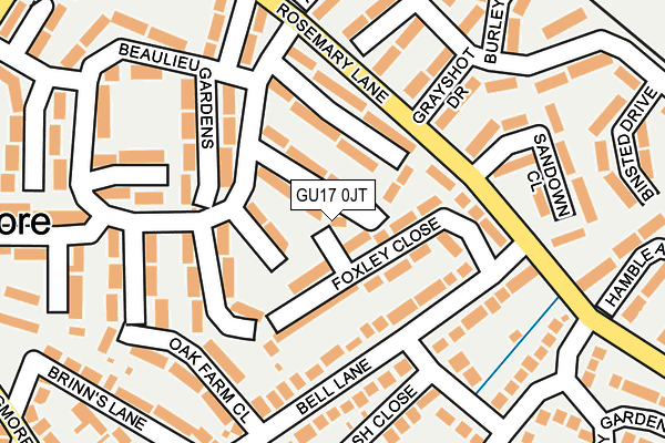 GU17 0JT map - OS OpenMap – Local (Ordnance Survey)