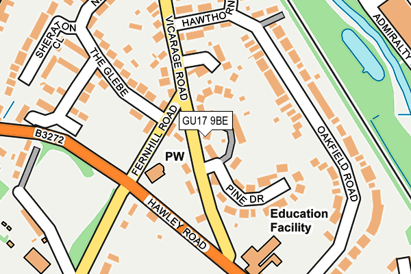GU17 9BE map - OS OpenMap – Local (Ordnance Survey)