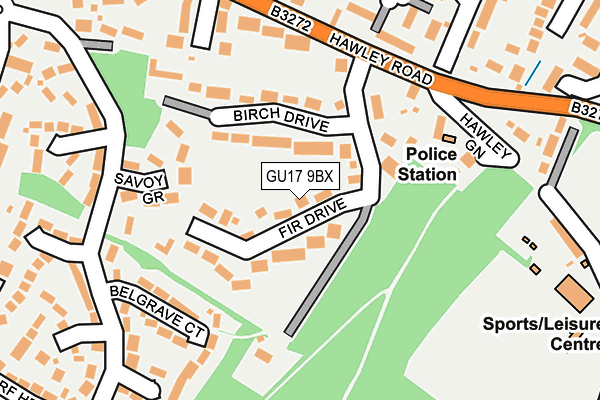 GU17 9BX map - OS OpenMap – Local (Ordnance Survey)