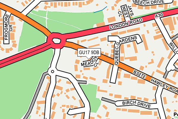 GU17 9DB map - OS OpenMap – Local (Ordnance Survey)