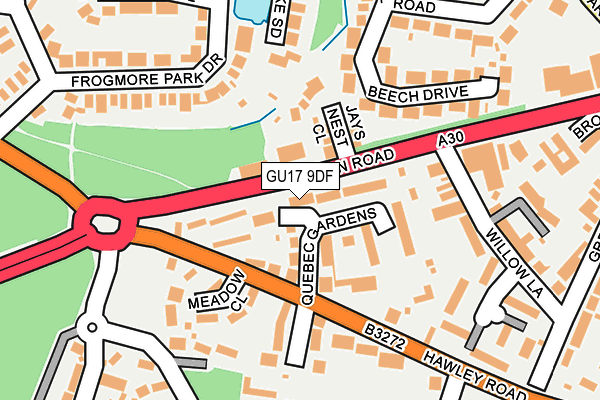 GU17 9DF map - OS OpenMap – Local (Ordnance Survey)