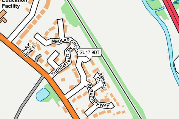 GU17 9DT map - OS OpenMap – Local (Ordnance Survey)