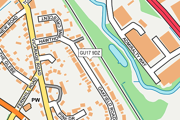 GU17 9DZ map - OS OpenMap – Local (Ordnance Survey)