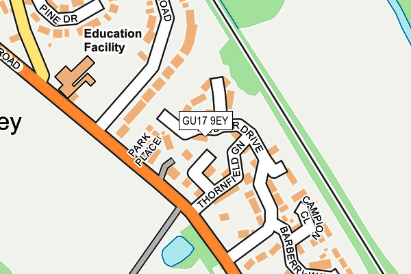 GU17 9EY map - OS OpenMap – Local (Ordnance Survey)