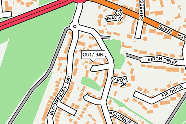 GU17 9JN map - OS OpenMap – Local (Ordnance Survey)