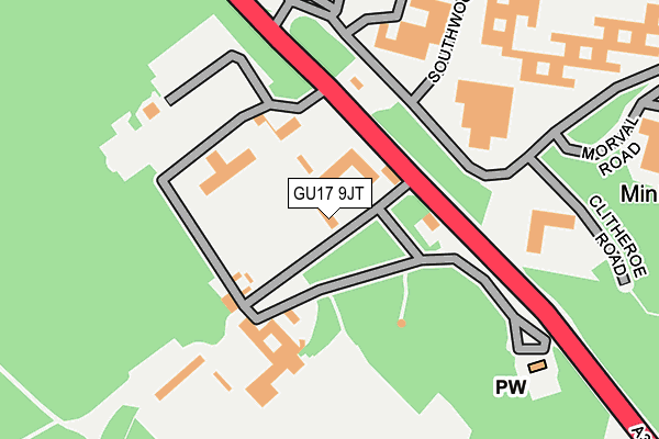 GU17 9JT map - OS OpenMap – Local (Ordnance Survey)