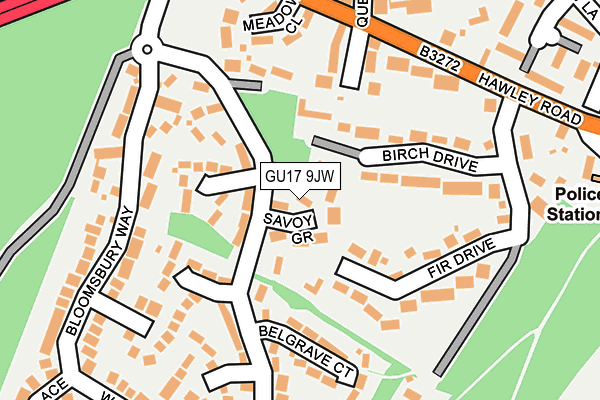 GU17 9JW map - OS OpenMap – Local (Ordnance Survey)
