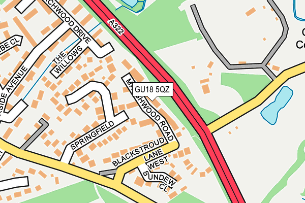 GU18 5QZ map - OS OpenMap – Local (Ordnance Survey)