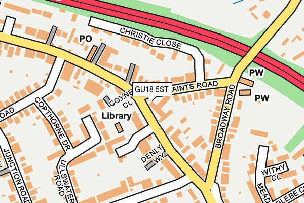 GU18 5ST map - OS OpenMap – Local (Ordnance Survey)