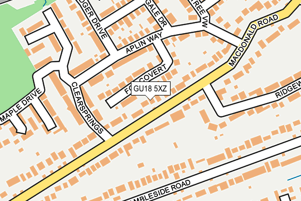 GU18 5XZ map - OS OpenMap – Local (Ordnance Survey)
