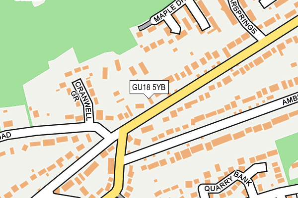GU18 5YB map - OS OpenMap – Local (Ordnance Survey)