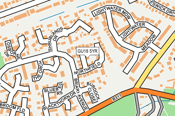 GU18 5YR map - OS OpenMap – Local (Ordnance Survey)