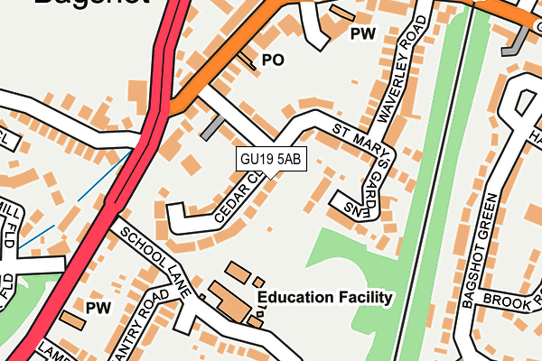 GU19 5AB map - OS OpenMap – Local (Ordnance Survey)